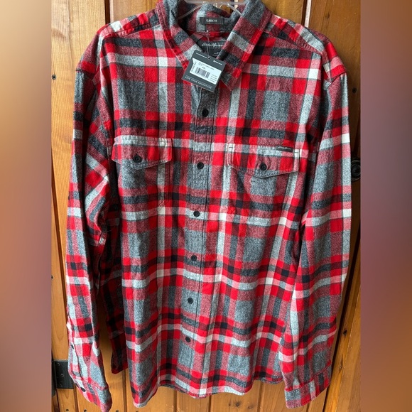 NWT Men's Eddie Bauer Flannel- Red/White/Grey- Size 2XL - Picture 4 of 4